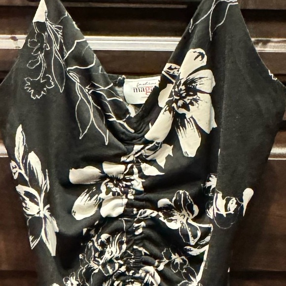 Fashion magazine Floral Ruched Dress SMALL length 31in pit to pit 12in - Picture 3 of 4